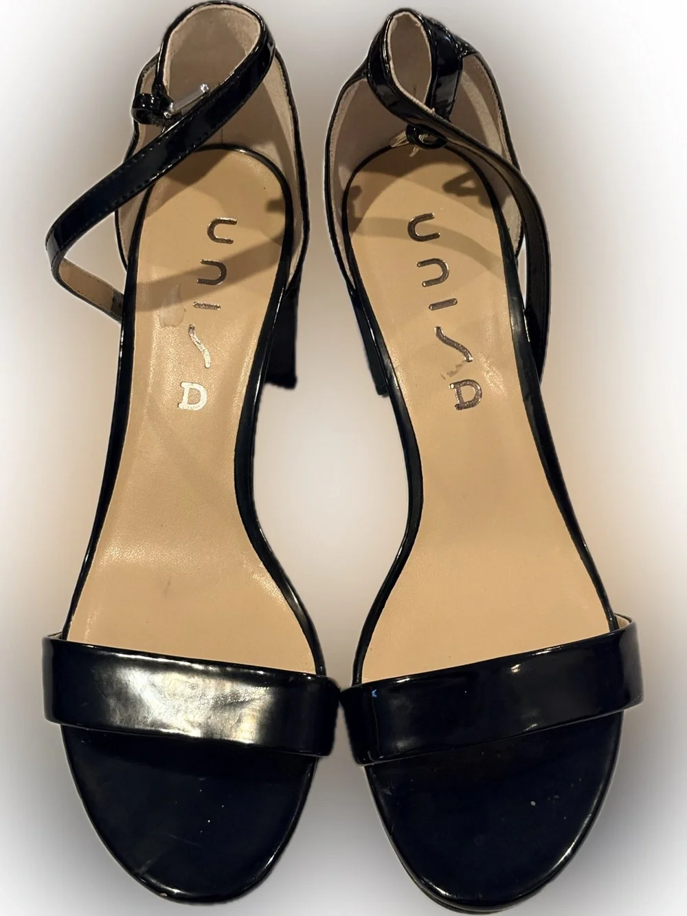 Unisa Black Patent Strappy Open-Toe Heels